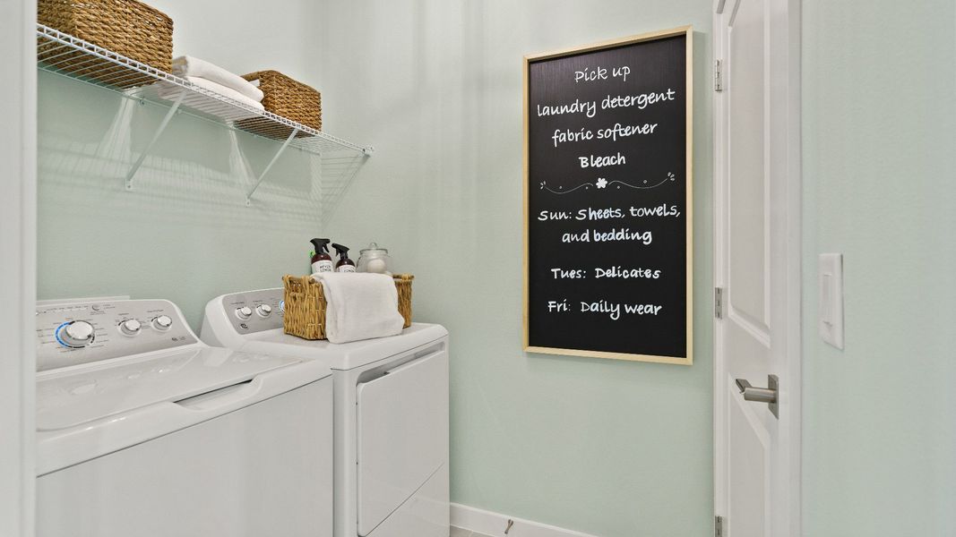 Castaway Model well appointed laundry room off of the garage, new home plan available at Liberty Trace in Haines City, fl