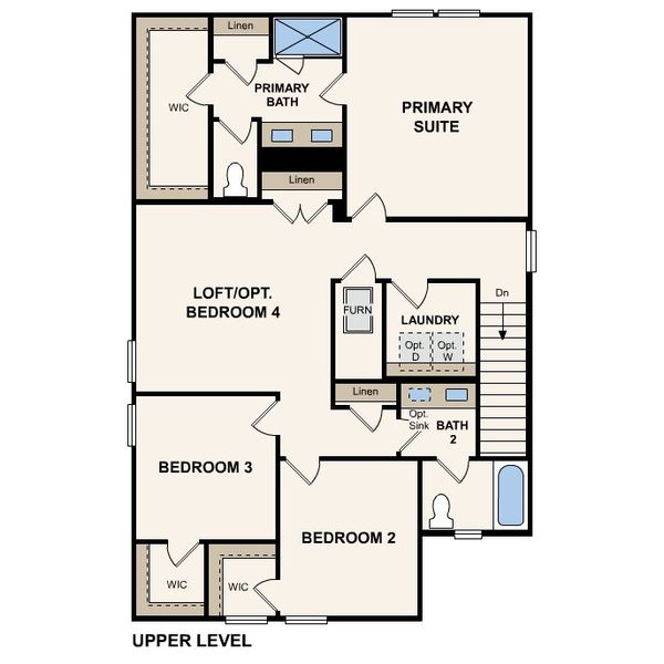 2D floor plan layout for the Oak by Century Communities in Maple Heights, Porter, TX (Image 4).