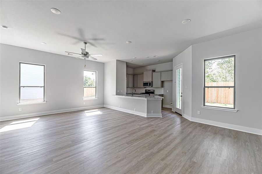 Open concept floor plan with tons of natural light