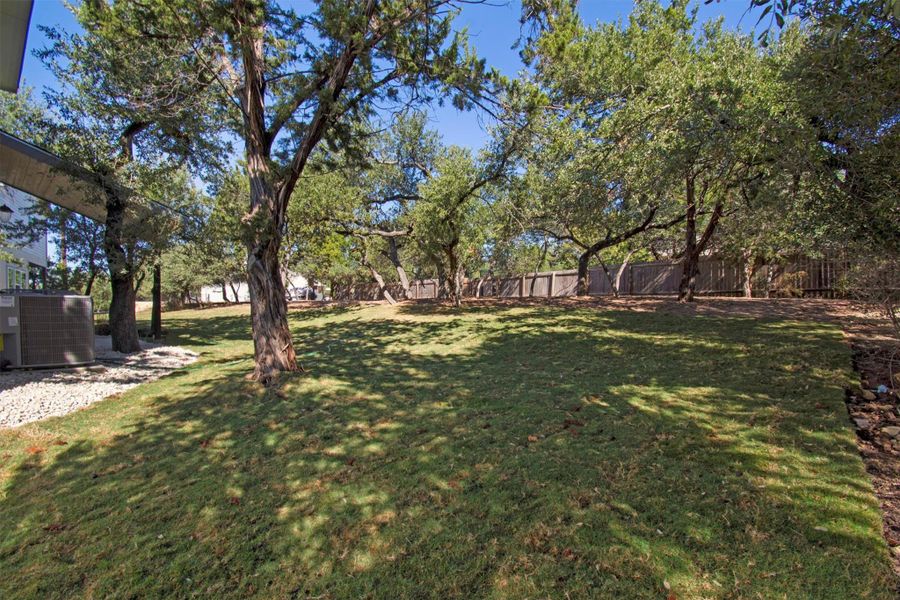 View of fenced backyard