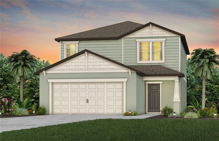Front exterior of a new home in Twisted Oaks, Wildwood, FL, highlighting curb appeal (Image 1). Front exterior of a new home in Twisted Oaks, Wildwood, FL, highlighting curb appeal (Image 1).