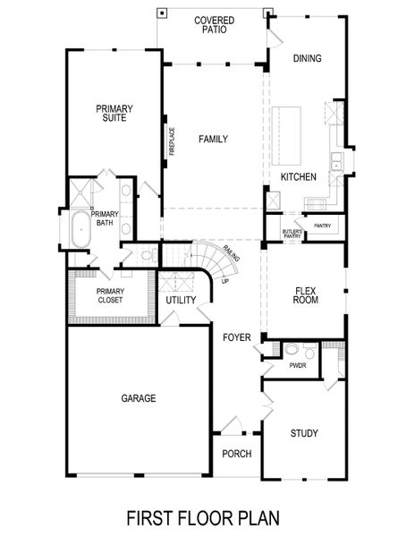 2D floor plan layout for the Sheffield F-EW by First Texas Homes in Pecan Hill, McKinney, TX (Image 7).