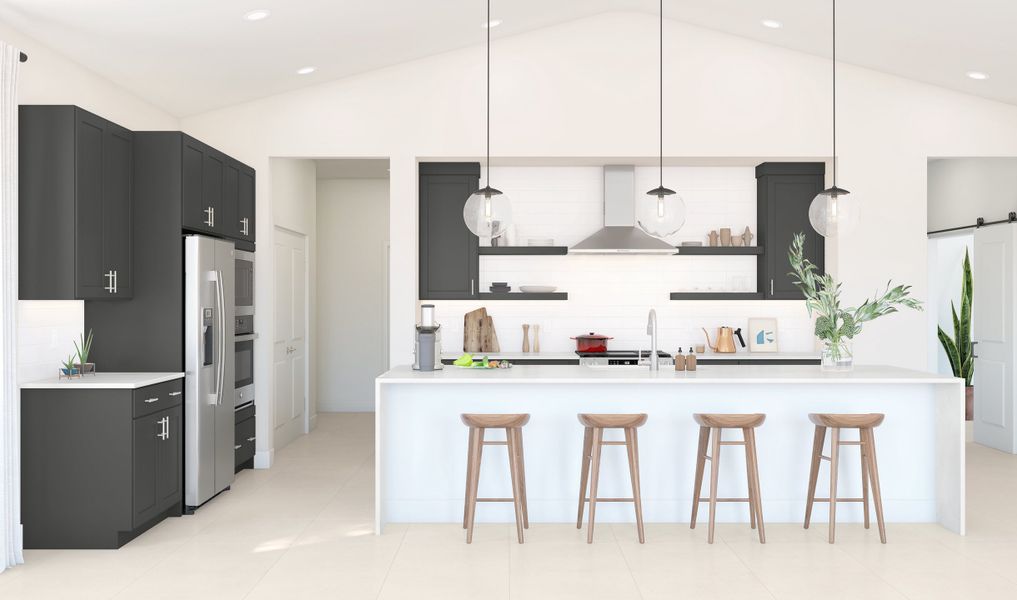 Kitchen with pendant lighting