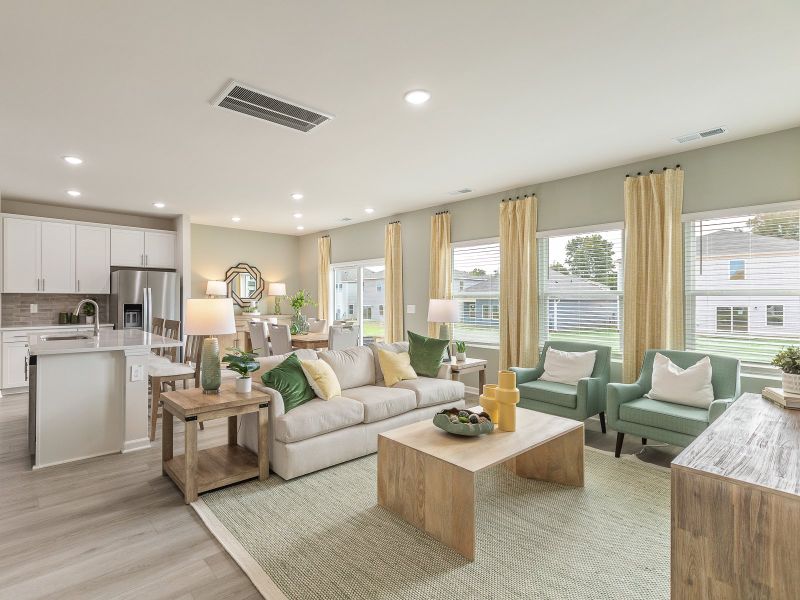 Great room in the Chatham floorplan at a Meritage Homes community in Angier, NC.