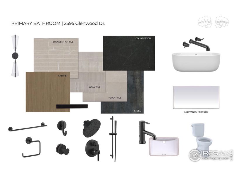 Primary Bathroom Finishes (for illustration and marketing purposes only, and are subject to change.)