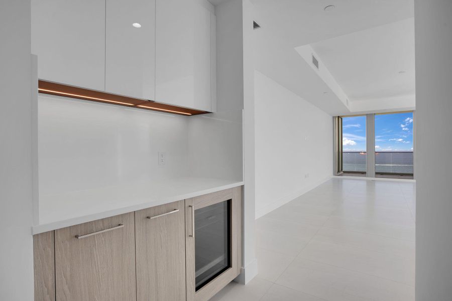 Dry bar in the living area Dry bar in the living area