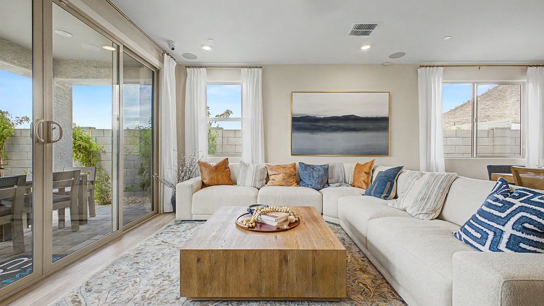 Representative furnished interior of a home built from the Clover by DRB Homes in The Lakes at Rancho El Dorado, Maricopa (Image 8). Representative furnished interior of a home built from the Clover by DRB Homes in The Lakes at Rancho El Dorado, Maricopa (Image 8).