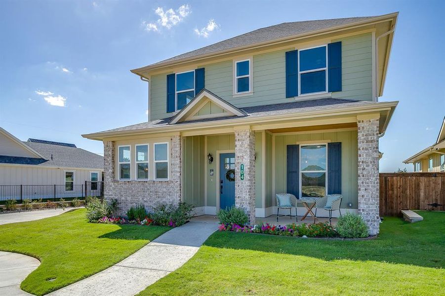 Front exterior of a new home in , Granbury, TX, highlighting curb appeal (Image 26). Front exterior of a new home in , Granbury, TX, highlighting curb appeal (Image 26).