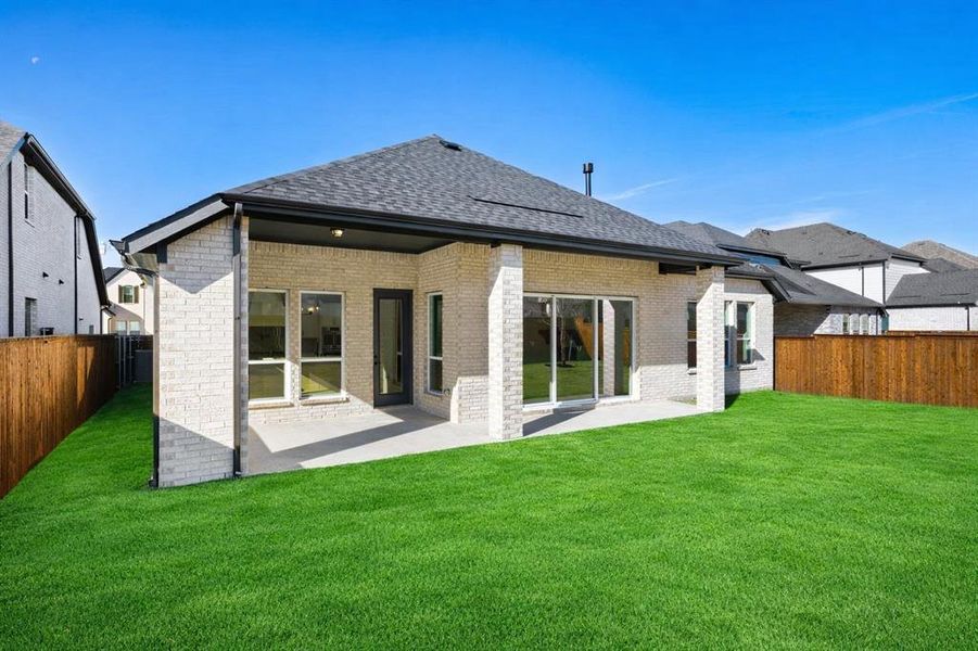 Exterior details and patio area of a home in Cambridge Crossing, Celina (Image 2). Exterior details and patio area of a home in Cambridge Crossing, Celina (Image 2).