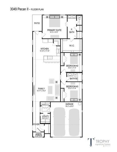 2D floor plan layout of this home in Lowry Trails, Princeton, TX (Image 3).