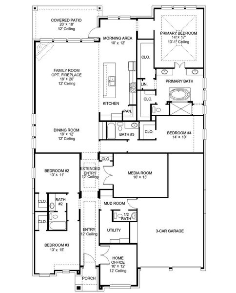 2D floor plan layout of this home in The Colony, Bastrop, TX (Image 2).