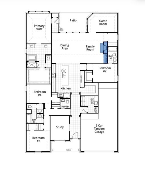 2D floor plan layout for the Ramsey Plan by Highland Homes in Monterra: 70ft. lots, Rockwall, TX (Image 3). 2D floor plan layout for the Ramsey Plan by Highland Homes in Monterra: 70ft. lots, Rockwall, TX (Image 3).