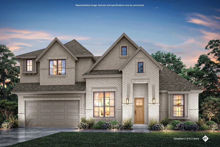 Front exterior of a new home in Panchasarp Farms, Burleson, TX, highlighting curb appeal (Image 9). Front exterior of a new home in Panchasarp Farms, Burleson, TX, highlighting curb appeal (Image 9).