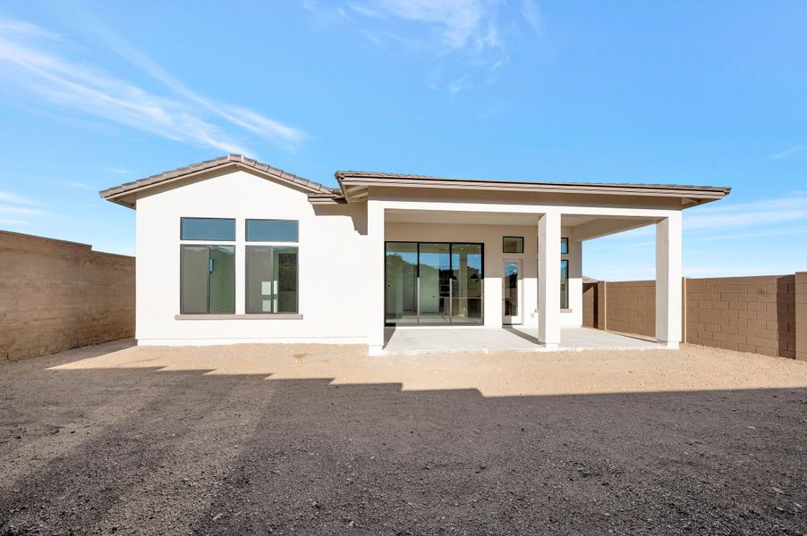 Exterior details and patio area of a home in Skyline at Verrado Regent Hills, Buckeye (Image 3).