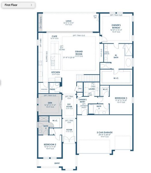 2D floor plan layout of this home in Two Rivers, Zephyrhills, FL (Image 2).