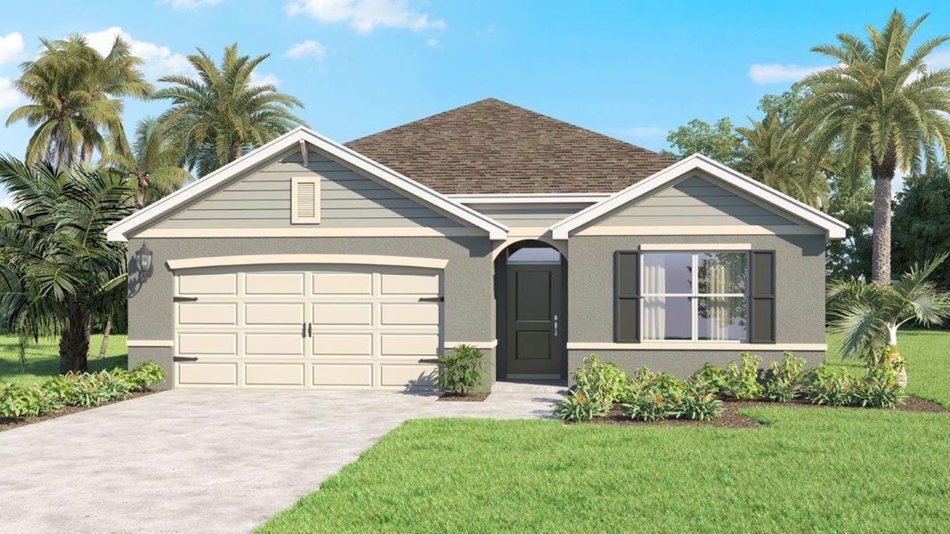 Representative exterior photo of a completed home built from the Cali by D.R. Horton in Crosswinds, Haines City, FL (Image 20). Representative exterior photo of a completed home built from the Cali by D.R. Horton in Crosswinds, Haines City, FL (Image 20).