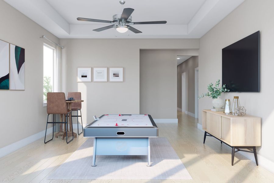 Furnished interior view inside a new home in Dunham Pointe, Cypress (Image 27). Furnished interior view inside a new home in Dunham Pointe, Cypress (Image 27).