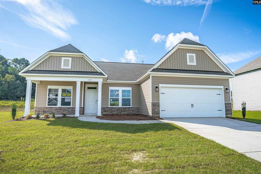 Front exterior of a new home in Rolling Hills, Prosperity, SC, highlighting curb appeal (Image 16).