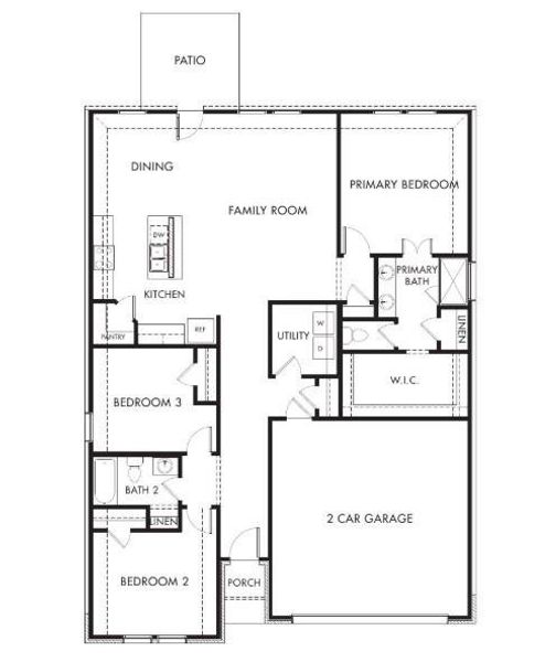2D floor plan layout of this home in Stonehaven, Seagoville, TX (Image 2).