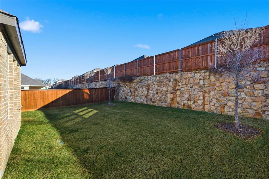 View of fenced backyard