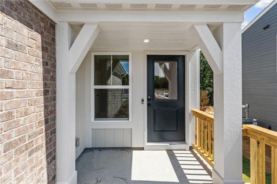 Front exterior of a new home in Villas at Gold Creek, Dawsonville, GA, highlighting curb appeal (Image 23).