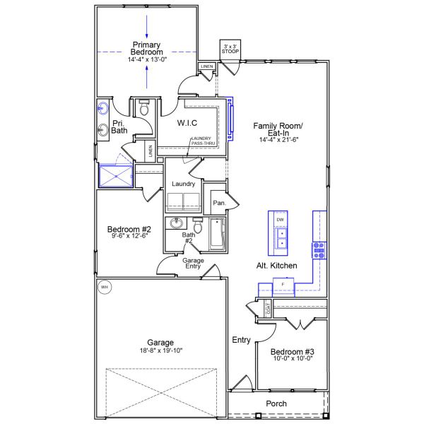 2D floor plan layout of this home in Landmark Commons, Boiling Springs, SC (Image 3).
