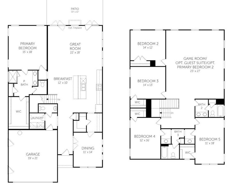 2D floor plan layout for the Holland - Single Family Homes by Dream Finders Homes in Tidewater at Lakes of Cane Bay, Summerville, SC (Image 3). 2D floor plan layout for the Holland - Single Family Homes by Dream Finders Homes in Tidewater at Lakes of Cane Bay, Summerville, SC (Image 3).