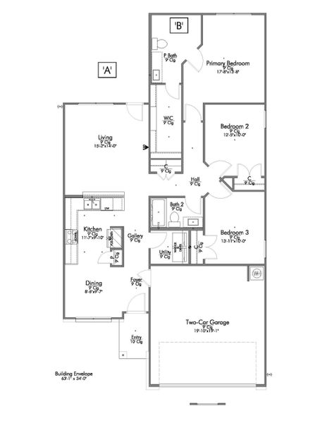 2D floor plan layout for the The 1363 by Stylecraft Builders in Hartrick Ranch, Temple, TX (Image 2). 2D floor plan layout for the The 1363 by Stylecraft Builders in Hartrick Ranch, Temple, TX (Image 2).