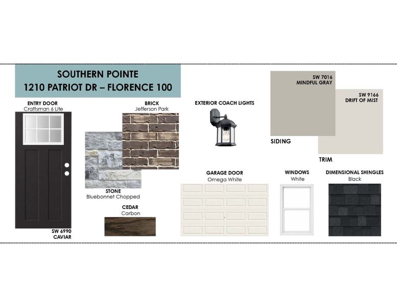 Sample of building materials used in homes in Southern Pointe, College Station (Image 11).