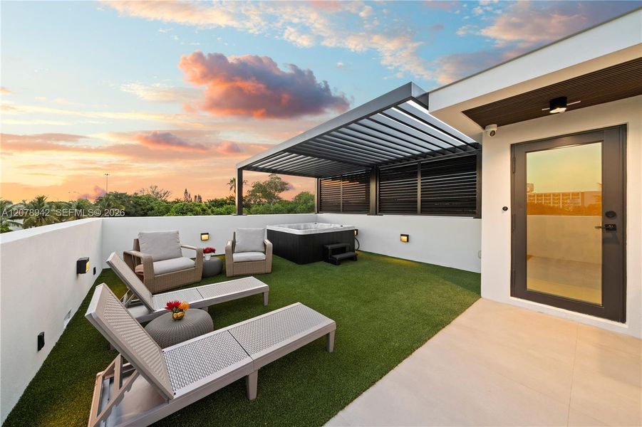 Exterior details and patio area of a home in , Miami (Image 29). Exterior details and patio area of a home in , Miami (Image 29).