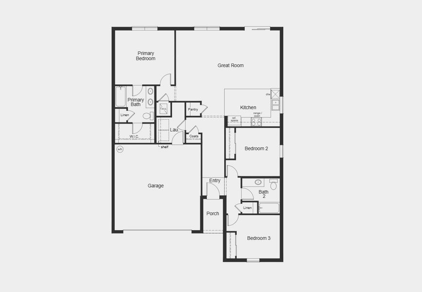 2D floor plan layout for the 1541 by KB Home in Deer Springs, Zephyrhills, FL (Image 3).