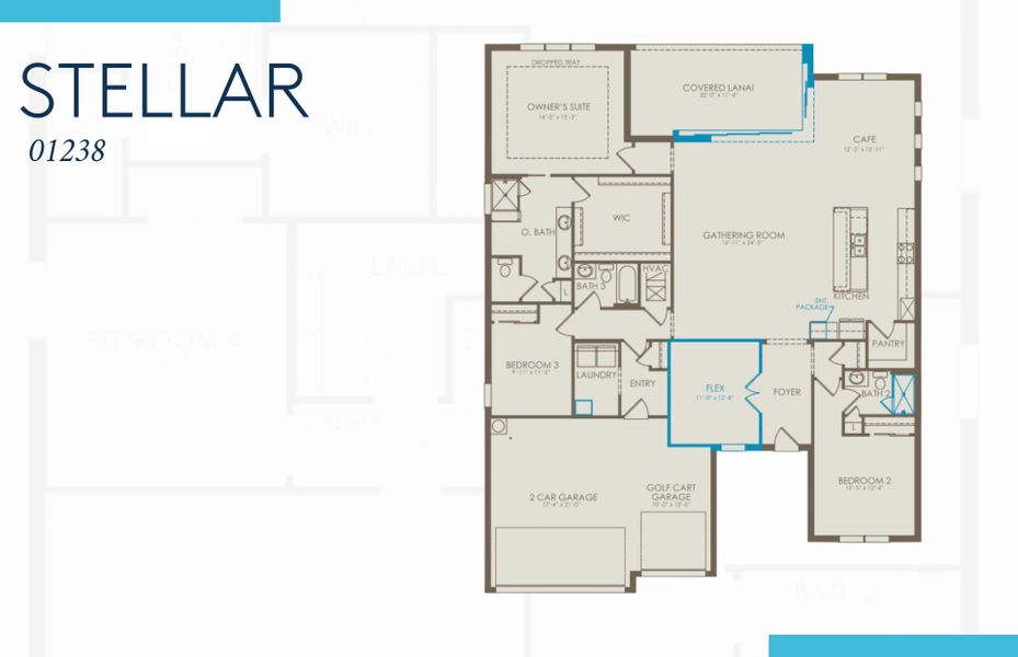 2D floor plan layout of this home in Del Webb Naples, Ave Maria, FL (Image 2).