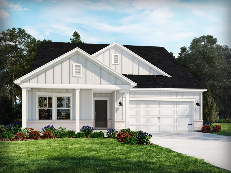 Representative exterior photo of a completed home built from the Northbrook by Meritage Homes in Creekside Point, Little River, SC (Image 4). Representative exterior photo of a completed home built from the Northbrook by Meritage Homes in Creekside Point, Little River, SC (Image 4).