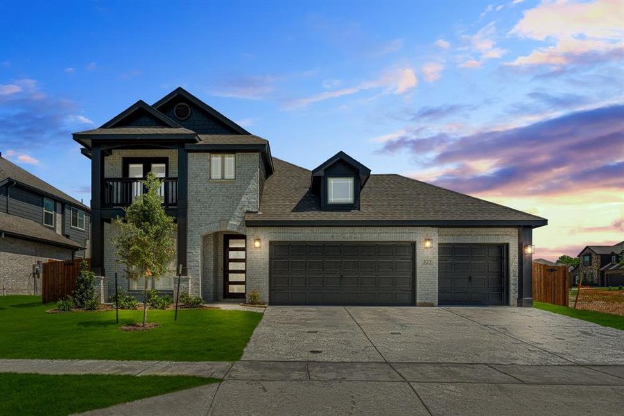 Front exterior of a new home in Maplewood, Glenn Heights, TX, highlighting curb appeal (Image 19). Front exterior of a new home in Maplewood, Glenn Heights, TX, highlighting curb appeal (Image 19).