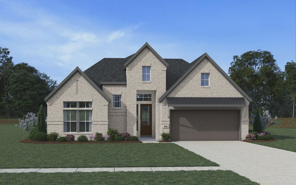 Representative exterior photo of a completed home built from the Corbin by Chesmar Homes in Audubon, Magnolia, TX (Image 5). Representative exterior photo of a completed home built from the Corbin by Chesmar Homes in Audubon, Magnolia, TX (Image 5).
