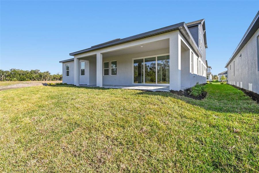 Exterior details and patio area of a home in Creeks Edge at Twin Rivers, Parrish (Image 29).