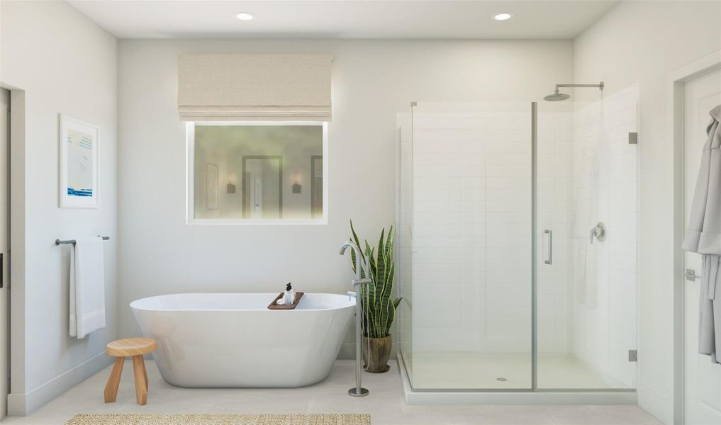 Serene primary bath (*Artist rendering used for illustration purposes only.) Serene primary bath (*Artist rendering used for illustration purposes only.)