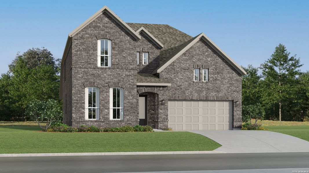 Front exterior of a new home in Brookmill, San Antonio, TX, highlighting curb appeal (Image 23). Front exterior of a new home in Brookmill, San Antonio, TX, highlighting curb appeal (Image 23).