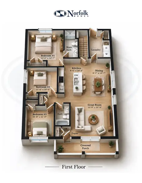 2D floor plan layout for the The Independence by Norfolk Homes in Offsite Builds Southern Michigan, Ann Arbor, MI (Image 4).