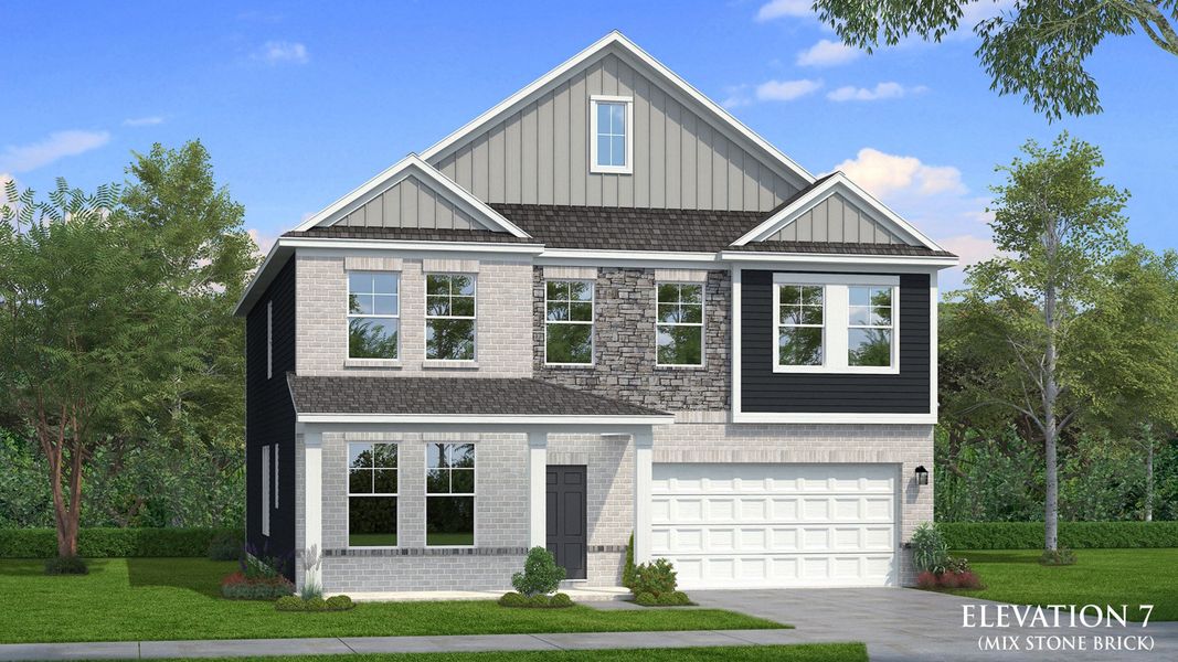 Front exterior of a new home in Hamilton Lakes, Lawrenceville, GA, highlighting curb appeal (Image 21). Front exterior of a new home in Hamilton Lakes, Lawrenceville, GA, highlighting curb appeal (Image 21).