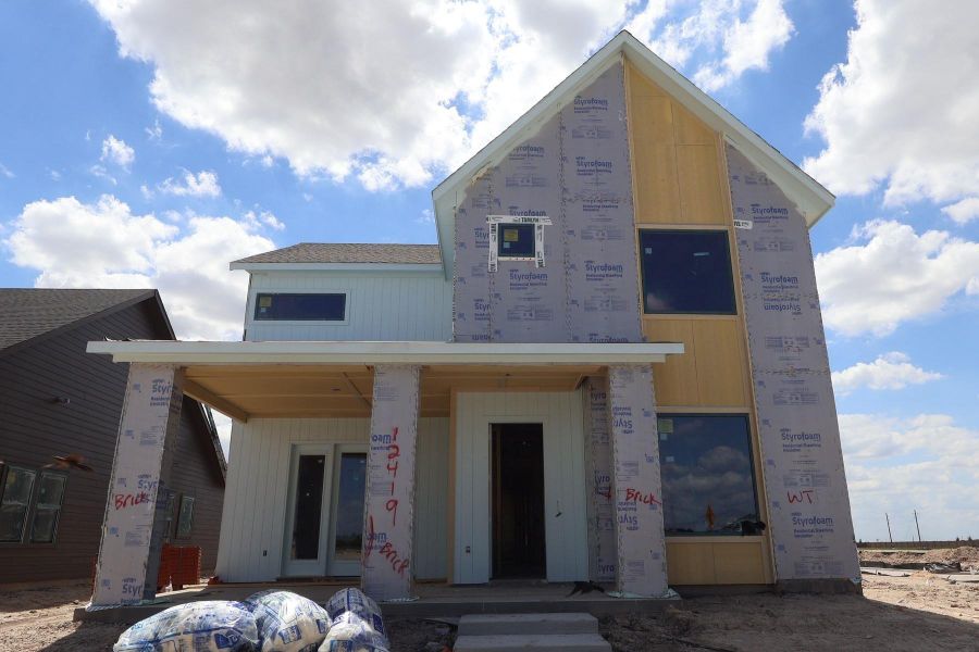 In-progress construction of a new home in Bridgeland Central: Emerald Heights - Enclave Row Collection, Cypress, TX (Image 6).