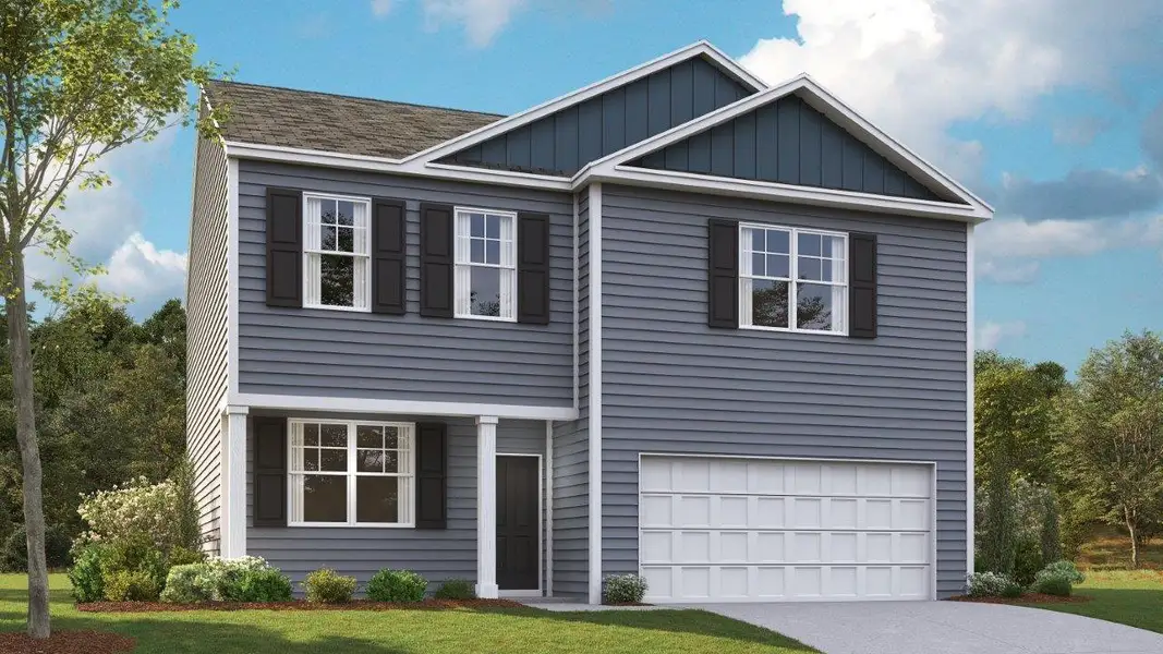 Front exterior of a new home in Timber Creek, Rossville, GA, highlighting curb appeal (Image 1). Front exterior of a new home in Timber Creek, Rossville, GA, highlighting curb appeal (Image 1).