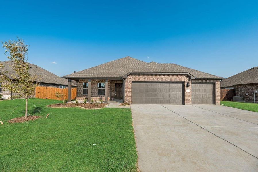 Front exterior of a new home in , Pilot Point, TX, highlighting curb appeal (Image 2). Front exterior of a new home in , Pilot Point, TX, highlighting curb appeal (Image 2).