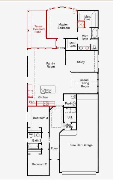 2D floor plan layout of this home in Candela 50', Richmond, TX (Image 3).