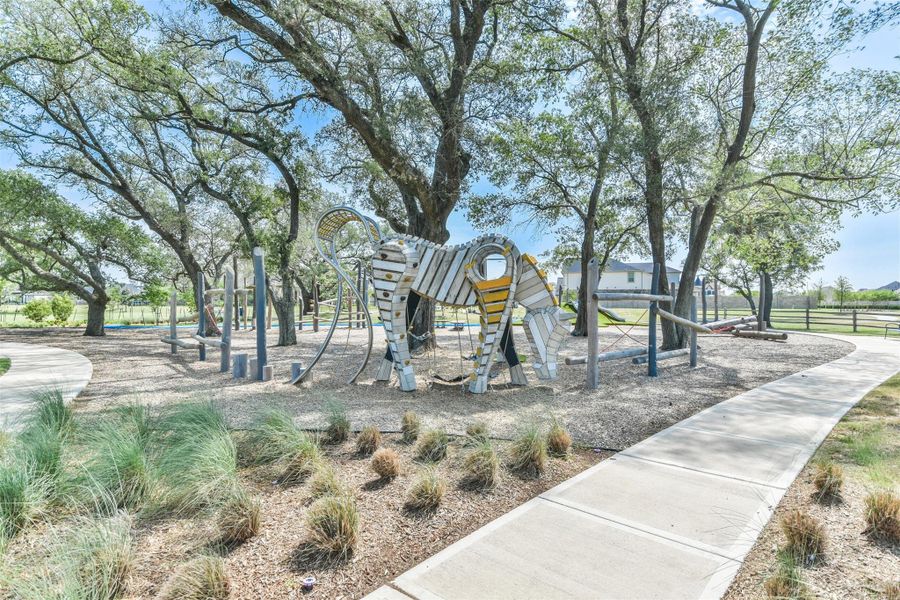 Pony Park provides a ninja like playground interspersed with mature trees. Pony Park provides a ninja like playground interspersed with mature trees.