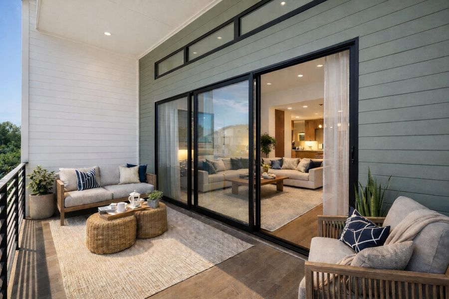 Private balcony off the living area with sliding door access, creating a seamless indoor outdoor flow, perfect for morning coffee, relaxing evenings, or hosting friends.