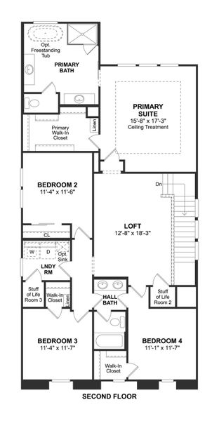2D floor plan layout for the Hampton by K. Hovnanian® Homes in Sheffield Place, Gilbert, AZ (Image 4).