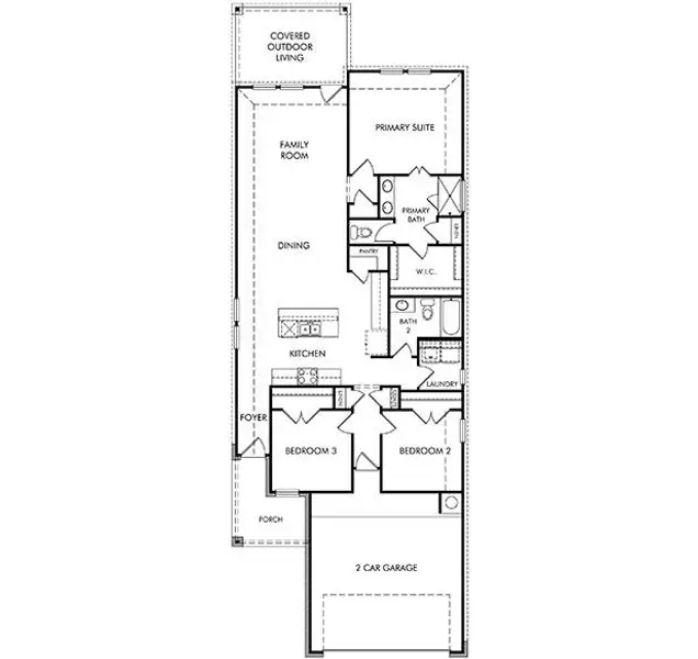 2D floor plan layout of this home in Butler Farms - Americana Collection, Liberty Hill, TX (Image 3).