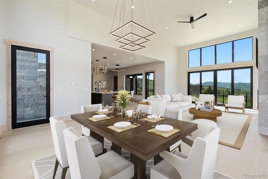 Dining area digitally staged