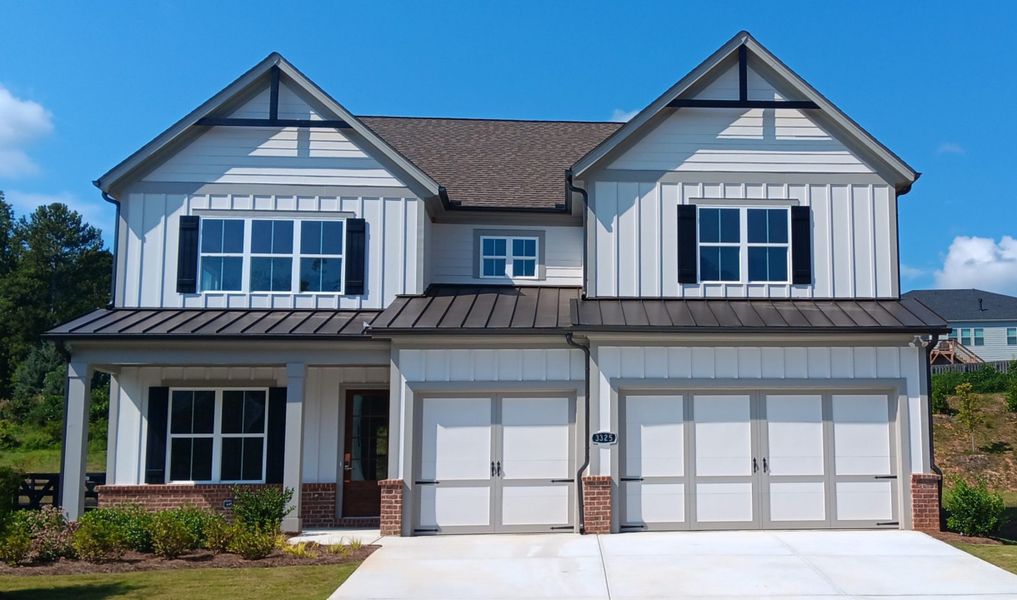Representative exterior photo of a completed home built from the Longwood by Peachtree Residential in Hillshire, Cumming, GA (Image 6).